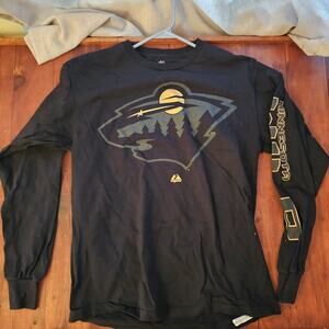 Minnesota Wild Vintage NHL Hockey Long Sleeve Pullover Shirt Medium Black